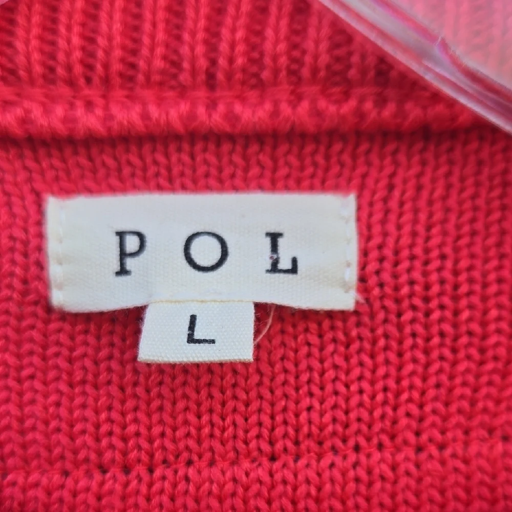 POL Red and Pink Colorblock Sweater